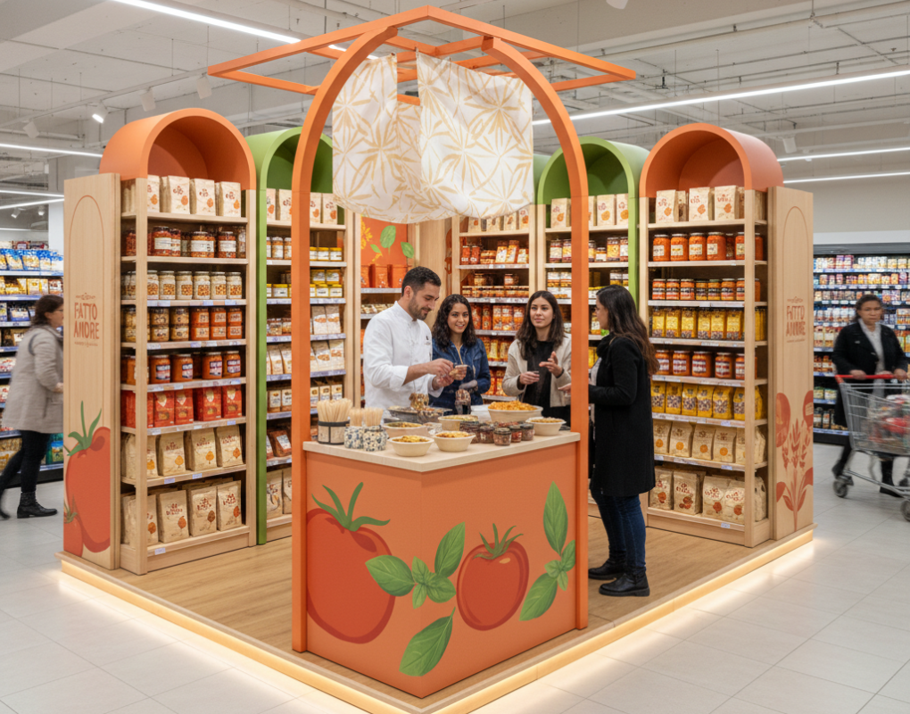 allestimento corner lancio prodotto supermercato